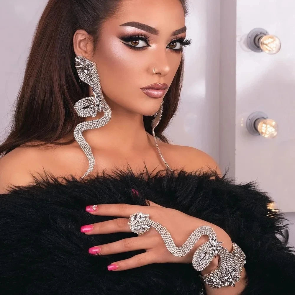 Aretes Serpiente Cristales