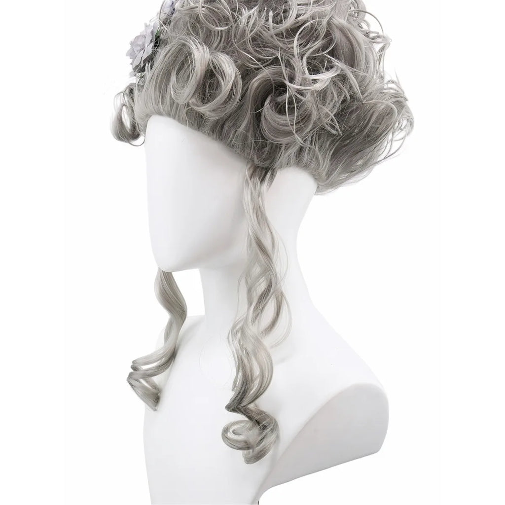 Peluca Rosa Esponjosa Plumas Flores