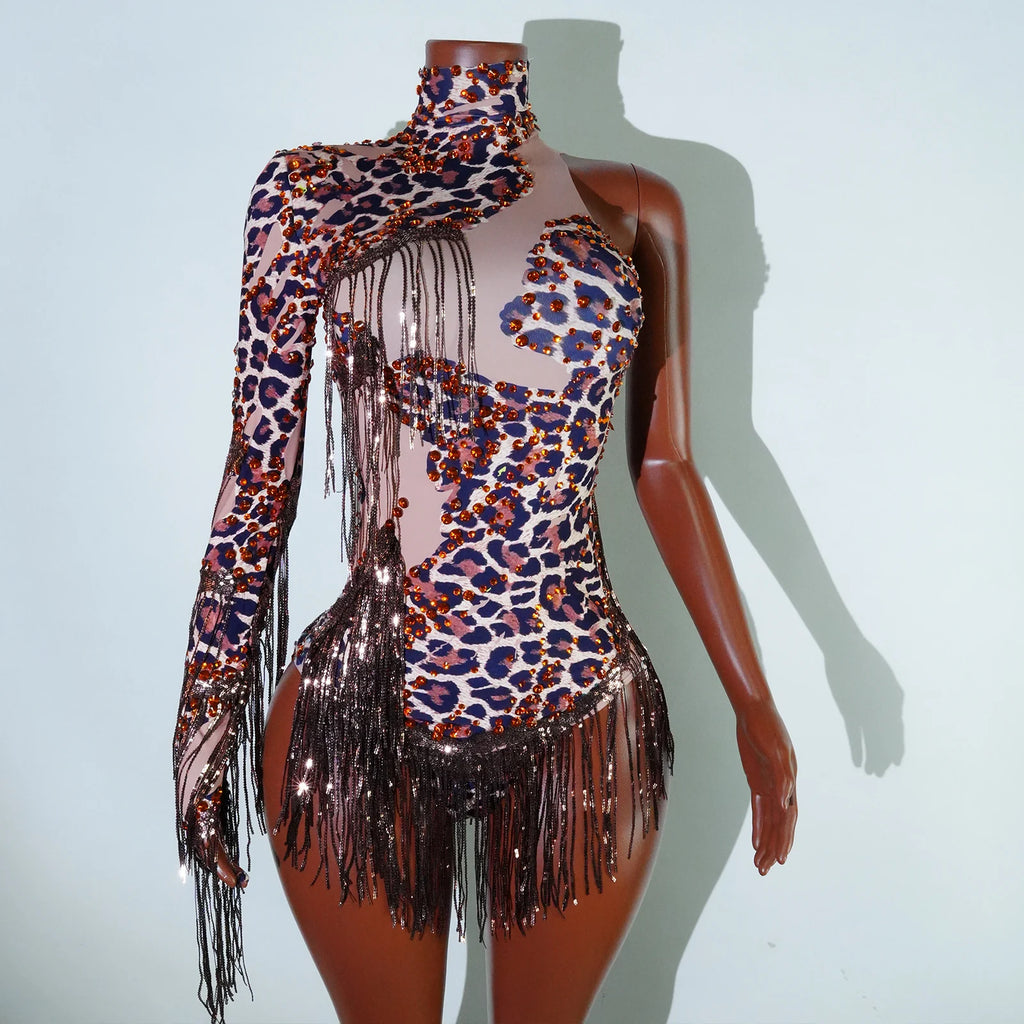 Bodysuit Leopardo Lentejuelas Flecos