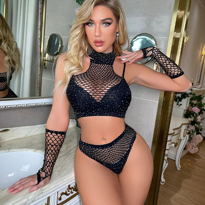 Bodysuit Fishnet Diamantes