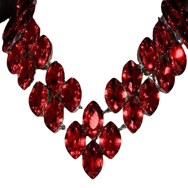 Collar Statement Cristales Rojos
