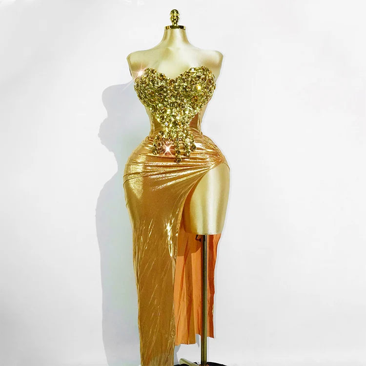 Set Dorado Cristales Top y Falda