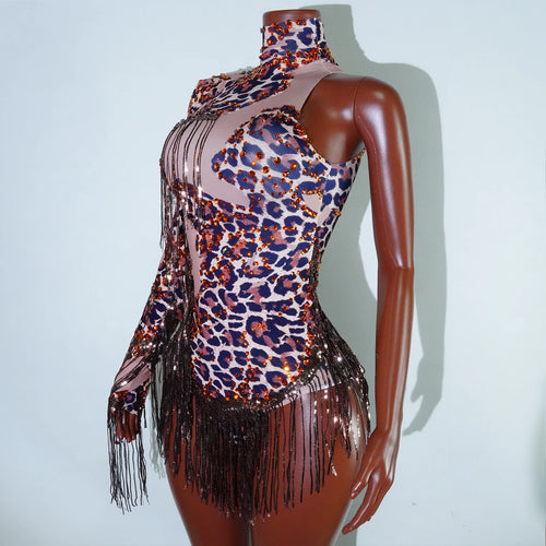 Bodysuit Leopardo Lentejuelas Flecos