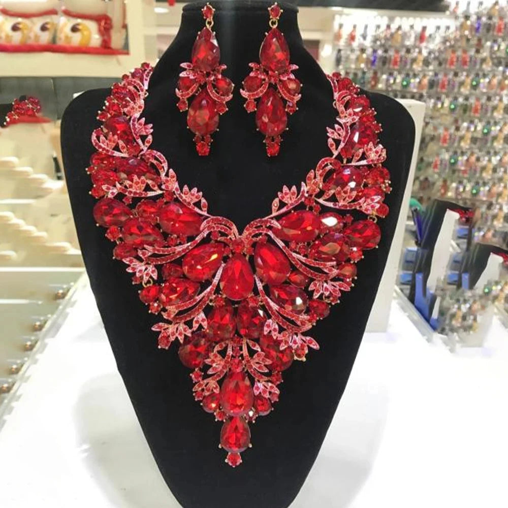 Set Collar Aretes Pedrería Lujo