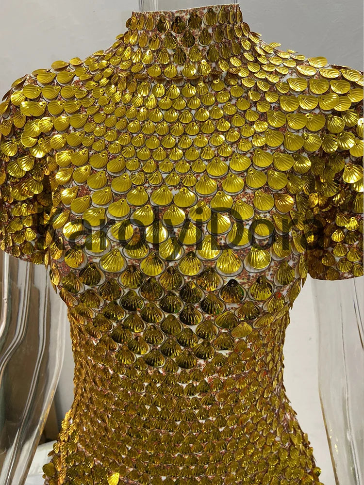 Mini Dress Lentejuelas Azul Lago