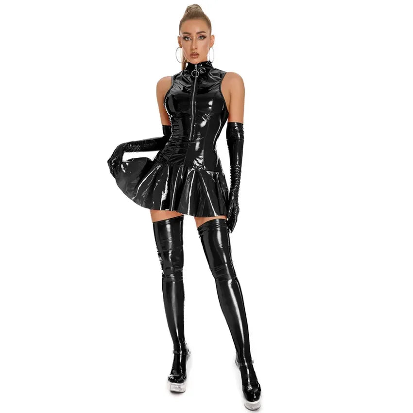Vestido Látex PVC Plisado