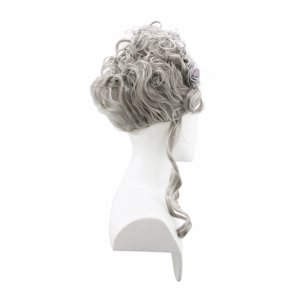 Peluca Rosa Esponjosa Plumas Flores