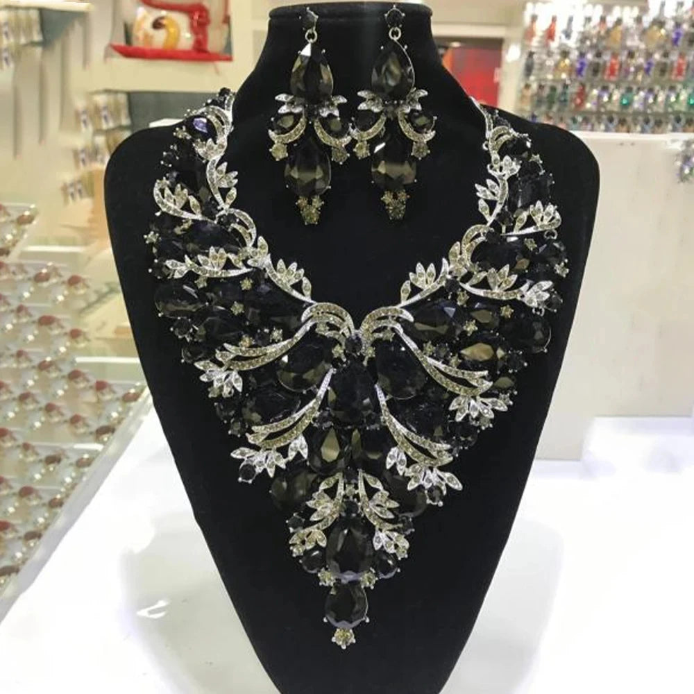 Set Collar Aretes Pedrería Lujo