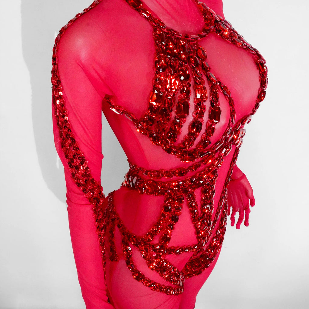 Jumpsuit Malla Cristales Negro