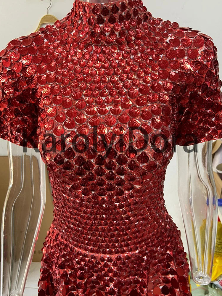 Mini Dress Lentejuelas Azul Lago