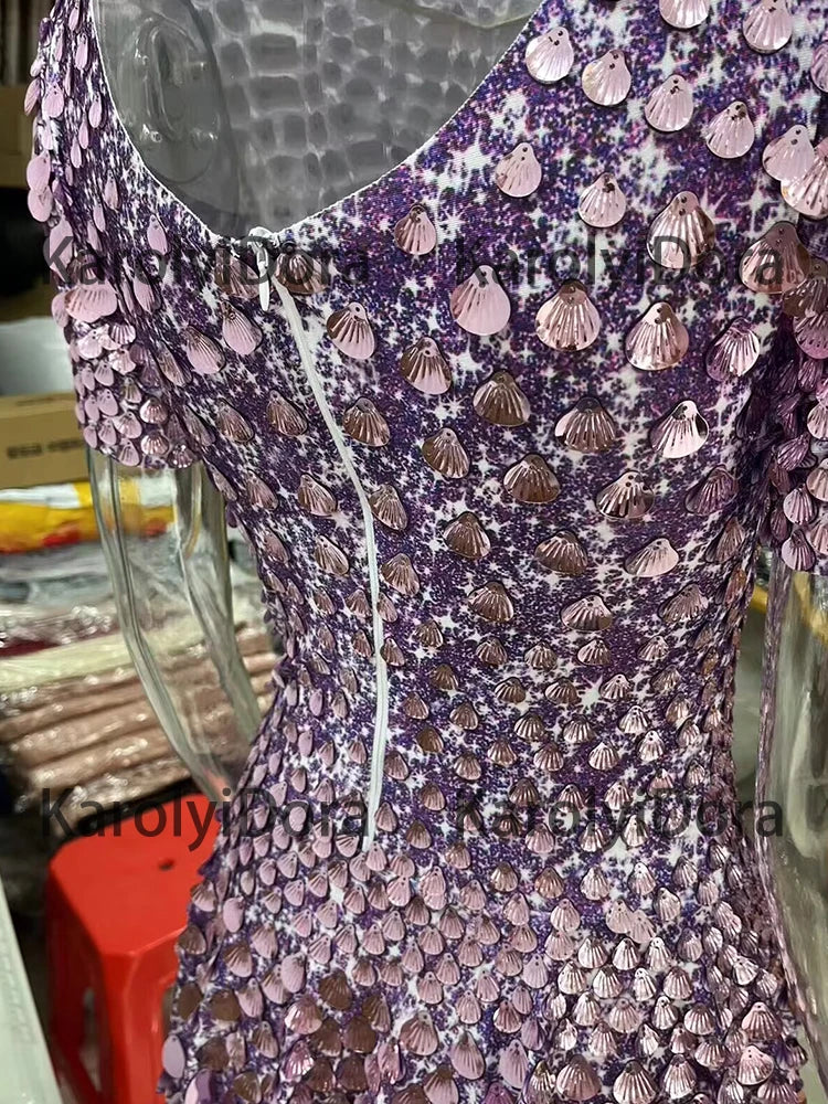 Mini Dress Lentejuelas Azul Lago