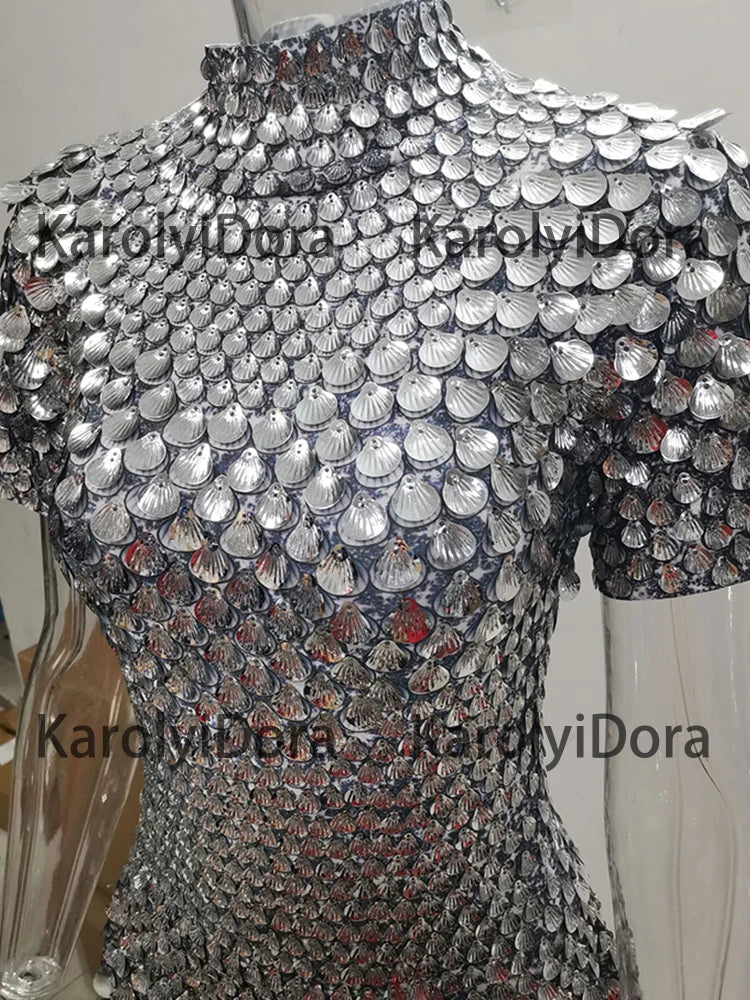 Mini Dress Lentejuelas Azul Lago