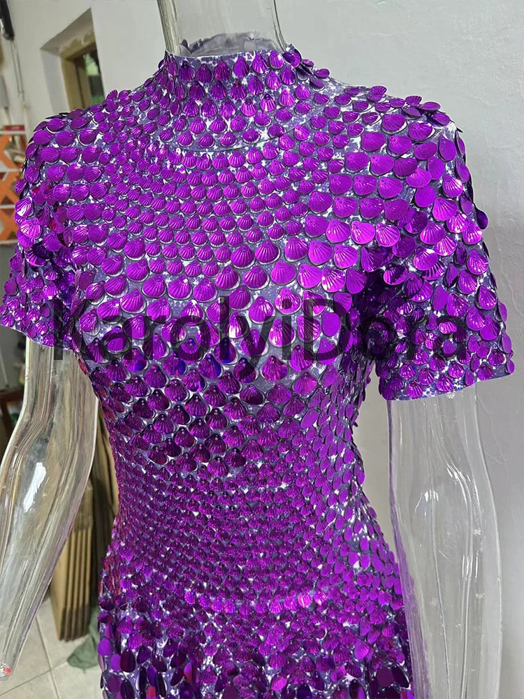 Mini Dress Lentejuelas Azul Lago