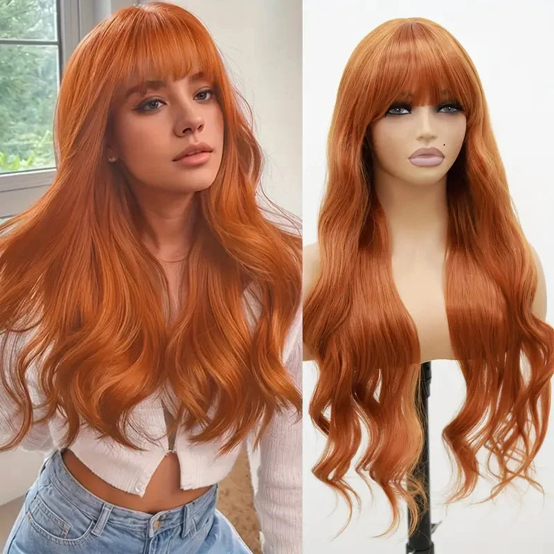 Peluca Rosa Ondas Larga 26 Pulgadas