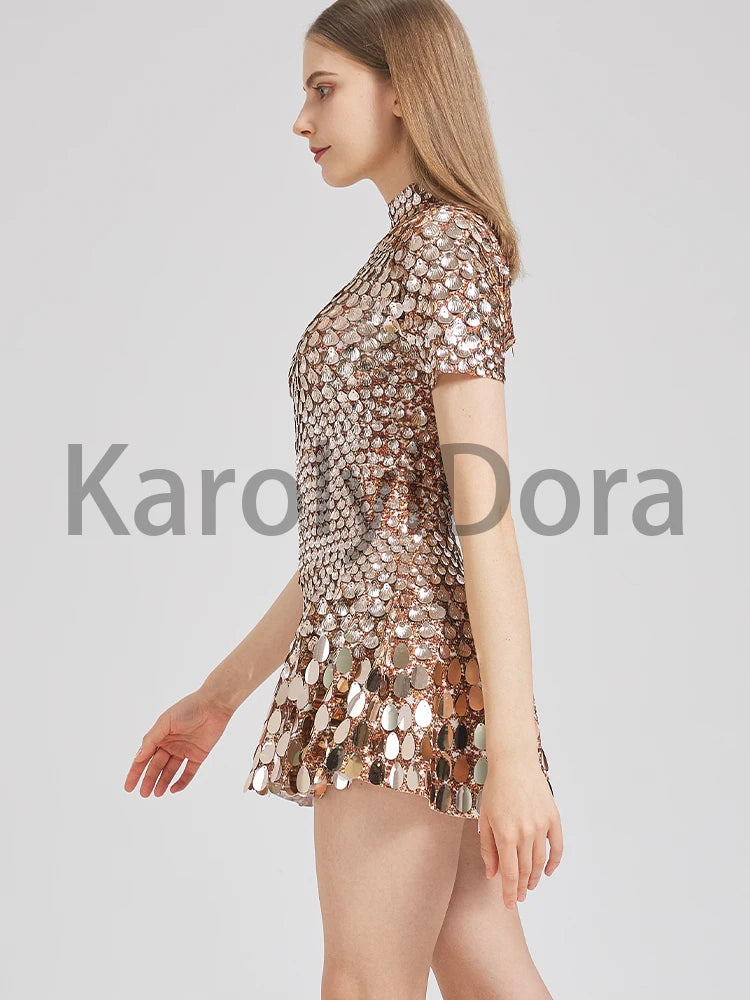 Mini Dress Lentejuelas Azul Lago