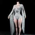 Leotard Blanco Flecos Espejo