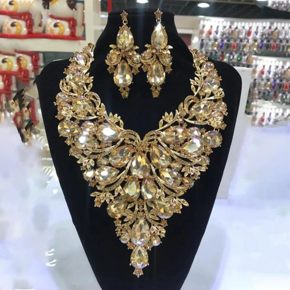 Set Collar Aretes Pedrería Lujo