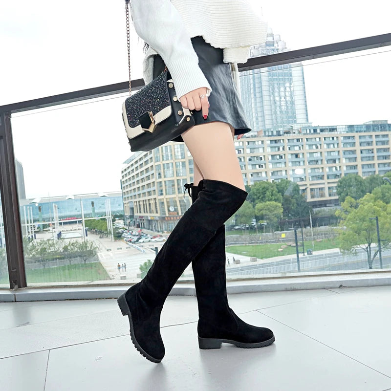 Botas Muslo Ante Cordones