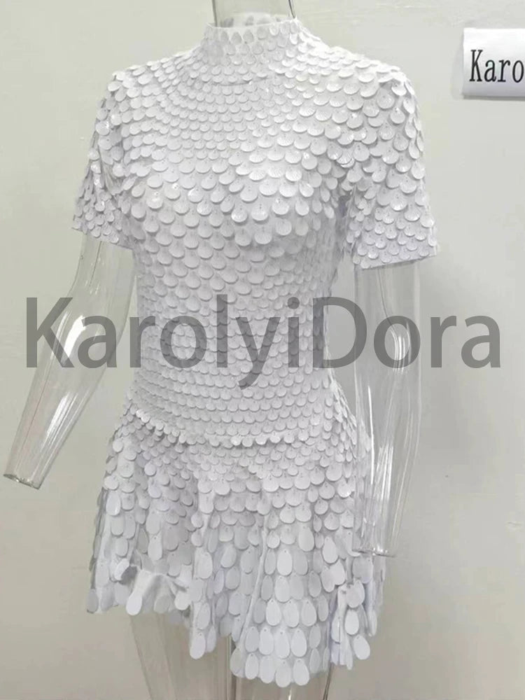 Mini Dress Lentejuelas Azul Lago