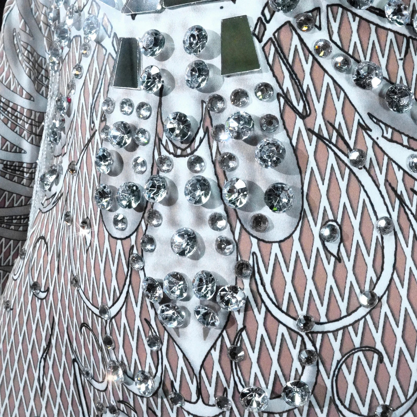 Leotard Blanco Flecos Espejo