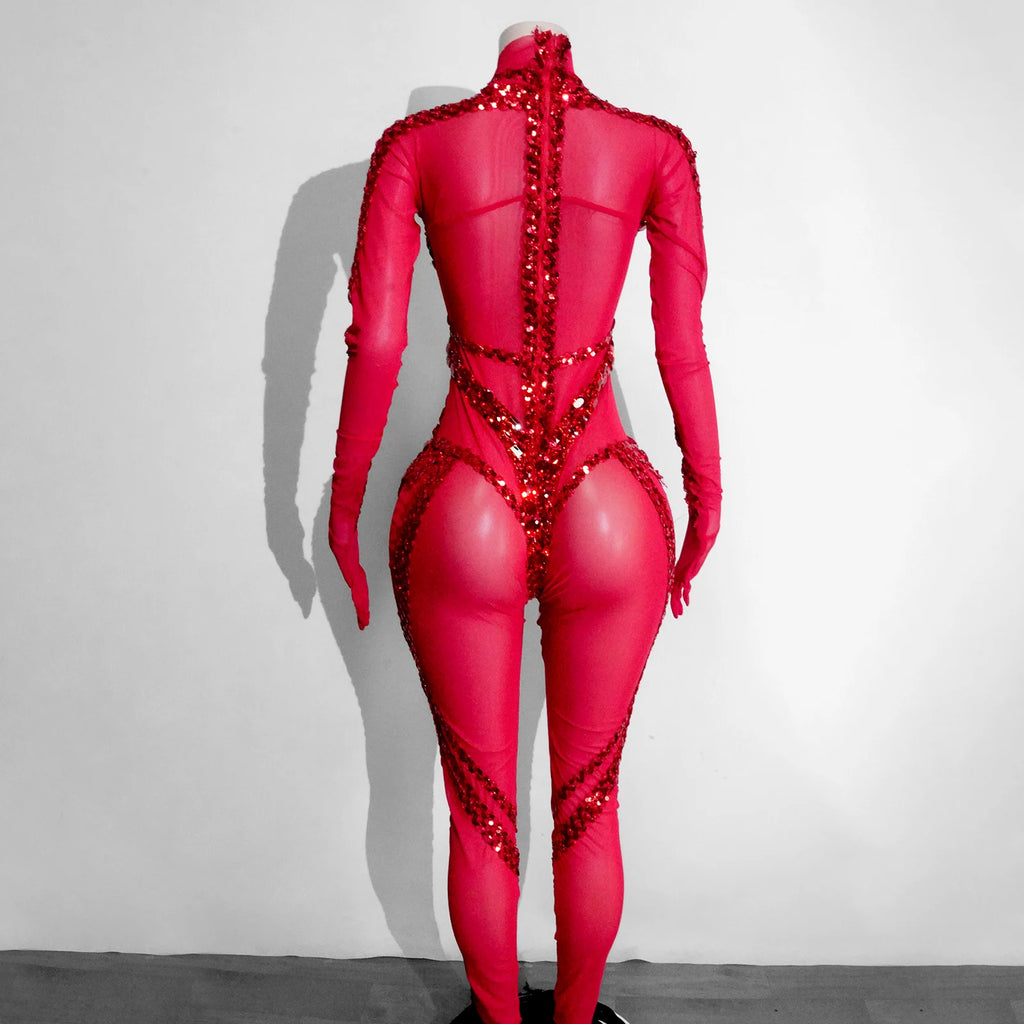 Jumpsuit Malla Cristales Negro